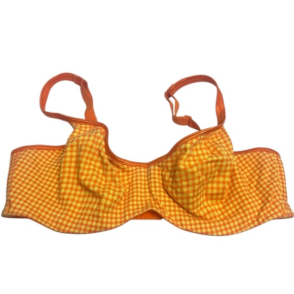 Cacique yellow and orange gingham unlined underwire bra size 38C - Picture 2 of 10